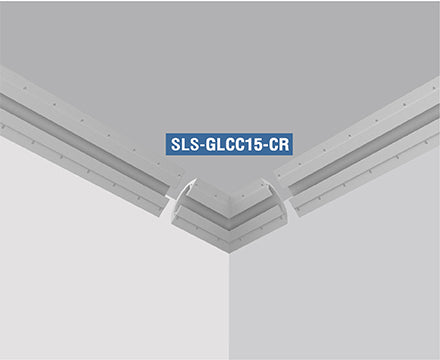 SLS-GLCC15-CR Gypsum Lighting Crown Cove's Corner Accessory. Dual LED Channel Corner Accessory. Horizontal Corner Transitioning Made Easy. Designed for Seamless Corner Integration.