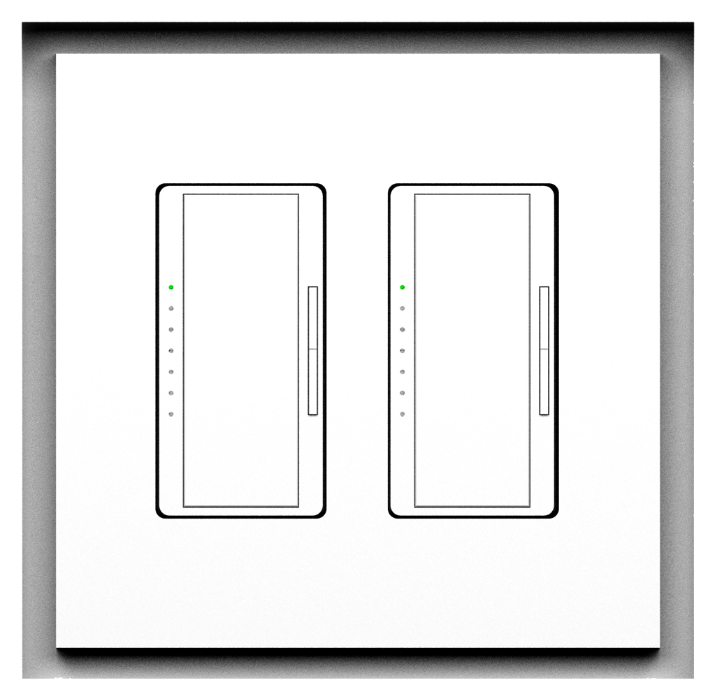 SLA-2G-250 Two Gang Architectural Style Mount. Two-Gang Architectural Style In-Wall Plaster Mounting Platform, showcasing a 1/4" reveal around Lutron New Architectural style devices for a modern, minimalist look.