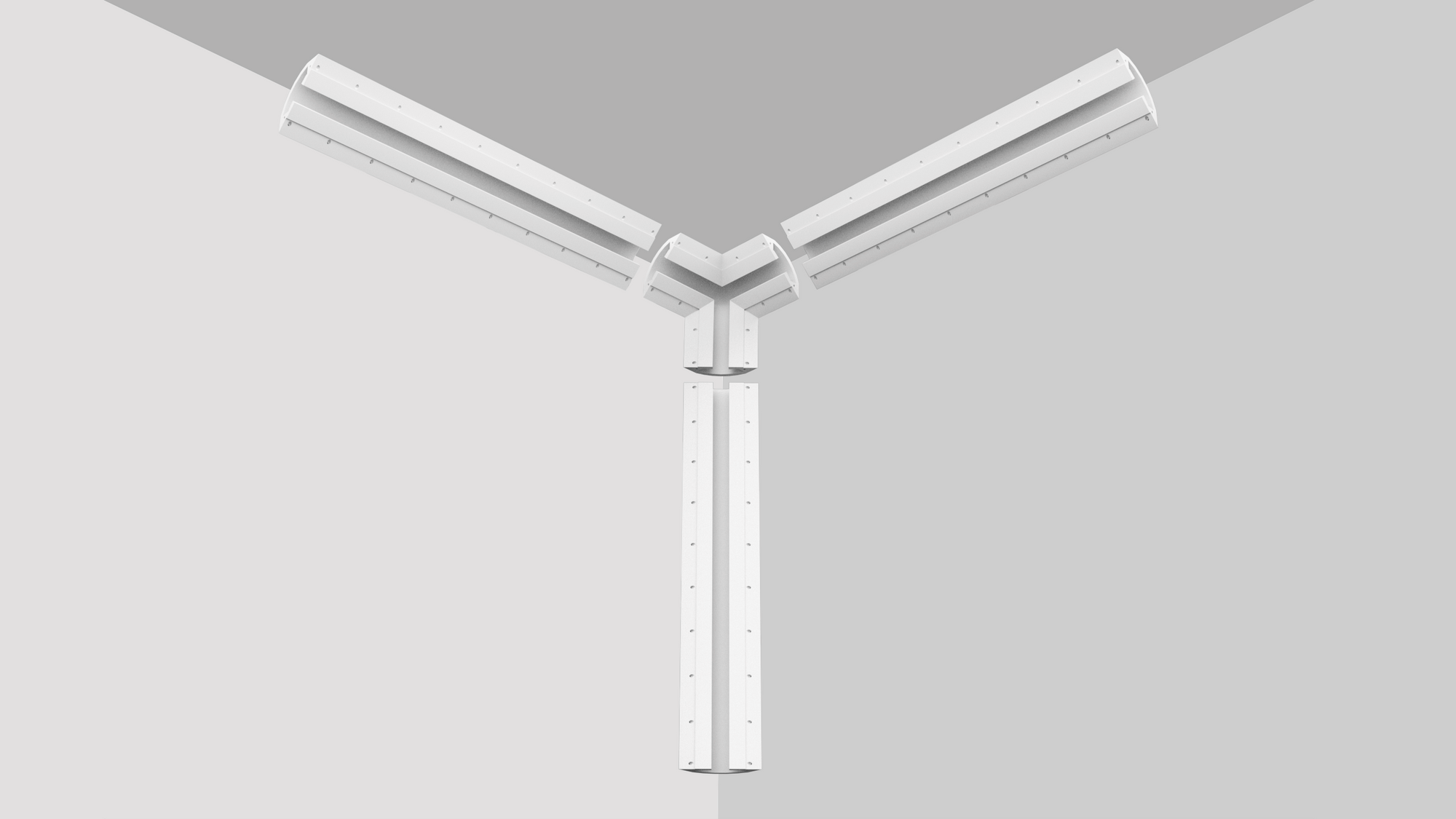 SLS-GLCC15-TRC Gypsum Lighting Crown Cove's Three-Way Corner Accessory. Dual LED Channel Three-Way Corner Accessory. Transitioning from Horizontal to Vertical Corners Made Easy. Designed for Seamless Corner Integration.