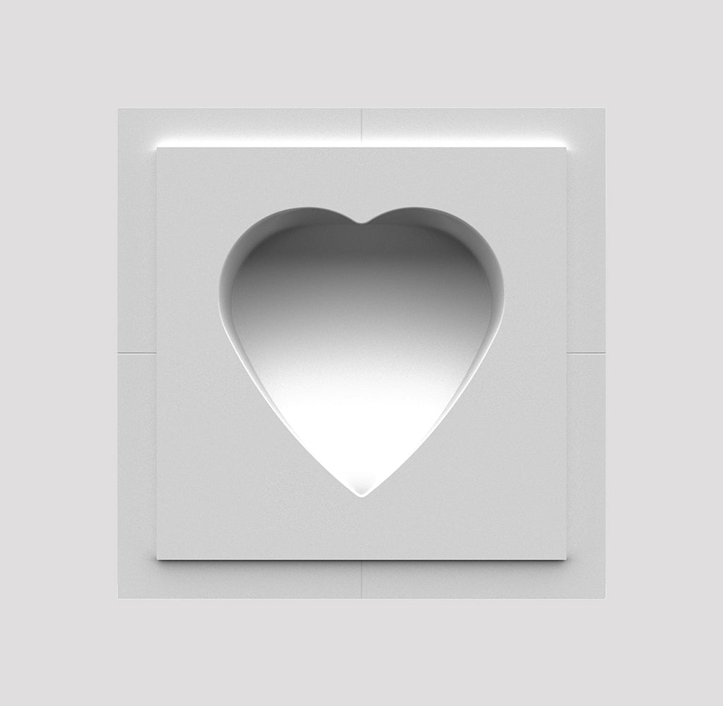 SL-2004 Heart Shape Step Light Mounting Platform. In-Wall Plaster Heart Shape Mounting Platform, trimless and seamless design, ideal for minimalistic and modern decor.