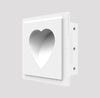 SL-2004 Heart Shape Step Light Mounting Platform. In-Wall Plaster Heart Shape Mounting Platform. Trimless, Seamless, Paintable Heart Shape Mount. Streamline Device Integration into Walls. Visually Clean Aesthetic. On-Trend Minimalism Highlighted.