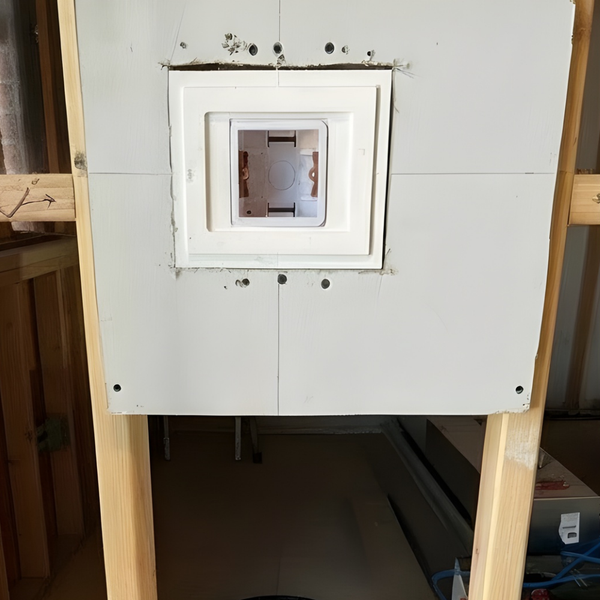 1-gang dry lining box installed within a SeeLess flush in-wall mounting platform for a Lutron Alisse keypad, supporting a clean, recessed installation of architectural lighting controls.