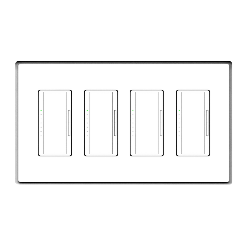 Four-gang Designer Style in-wall mounting platform (front view)