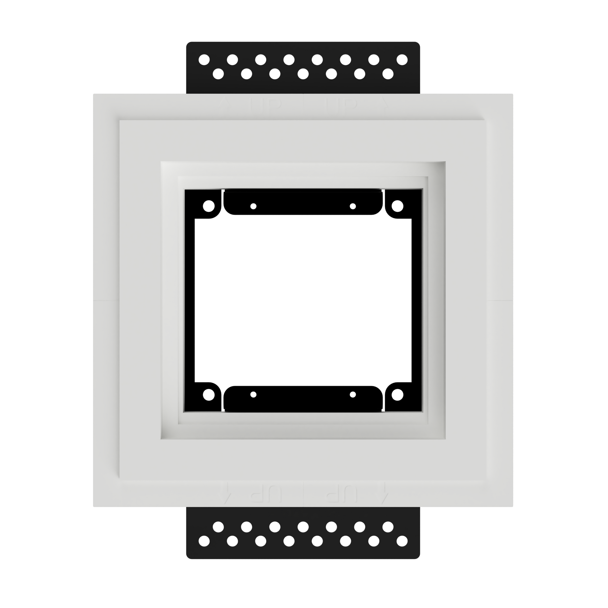 SLA-2GU-062 gypsum flush mount, 2-gang platform with a trimless design for seamless wall integration.