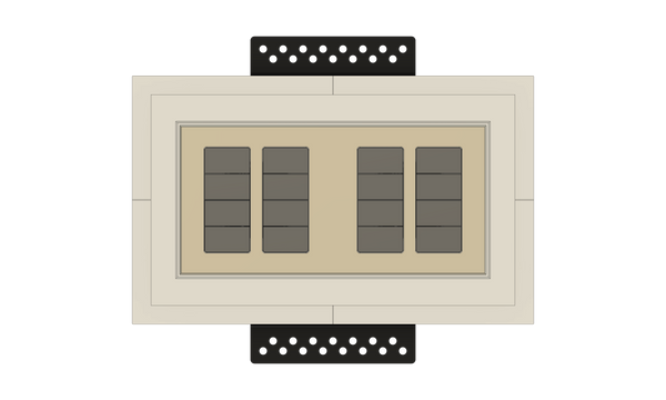 Black Nova Architectural Style Double Gang In-Wall Plaster Mounting Platform. Black Nova Architectural Style Double Gang In-Wall Plaster Mounting Platform, custom-designed for Alba and Aria devices, providing a sleek and seamless integration.