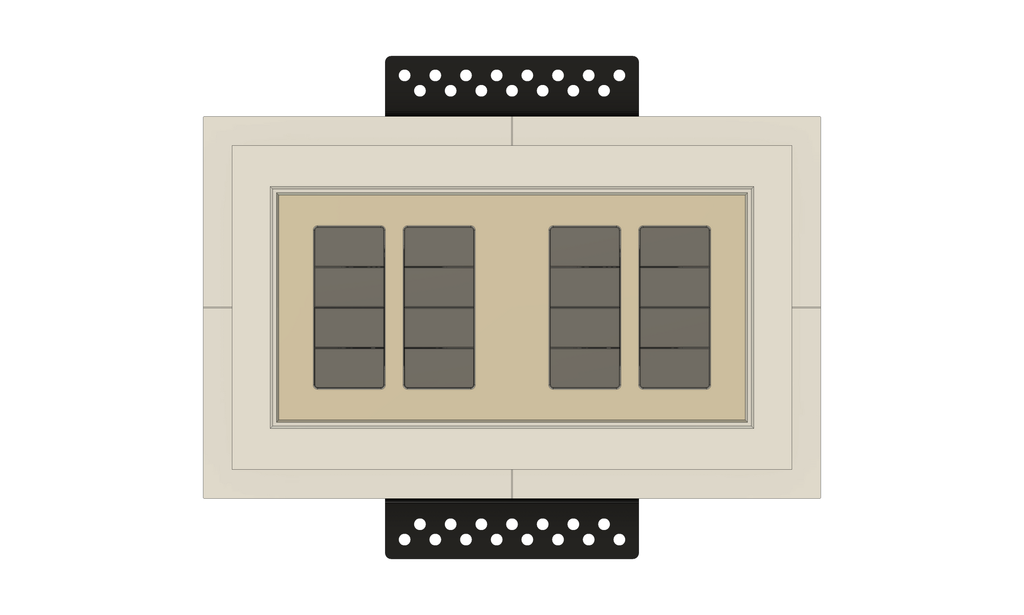 Black Nova Architectural Style Double Gang In-Wall Plaster Mounting Platform. Black Nova Architectural Style Double Gang In-Wall Plaster Mounting Platform, custom-designed for Alba and Aria devices, providing a sleek and seamless integration.
