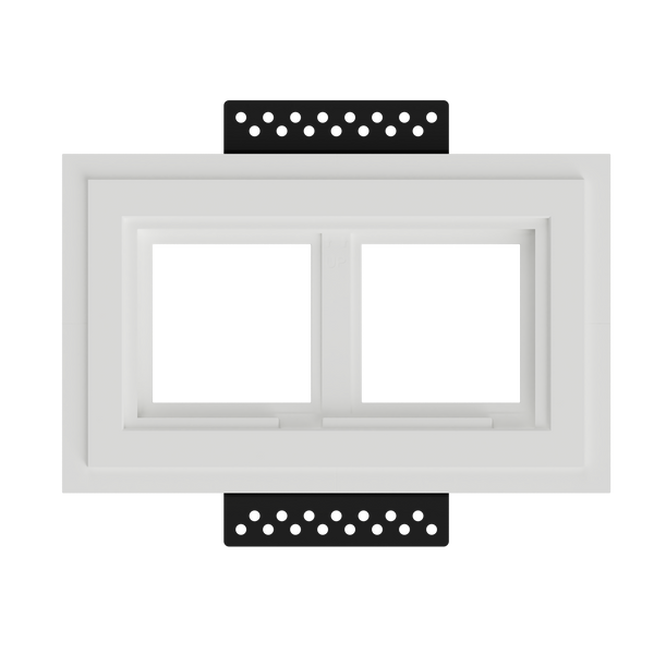 SeeLess Solutions Mud-In Gypsum Black Nova Architectural Style Double Gang In-Wall Plaster Mounting Platform. Black Nova Architectural Style Double Gang In-Wall Plaster Mounting Platform, custom-designed for Alba and Aria devices, providing a sleek and seamless integration.