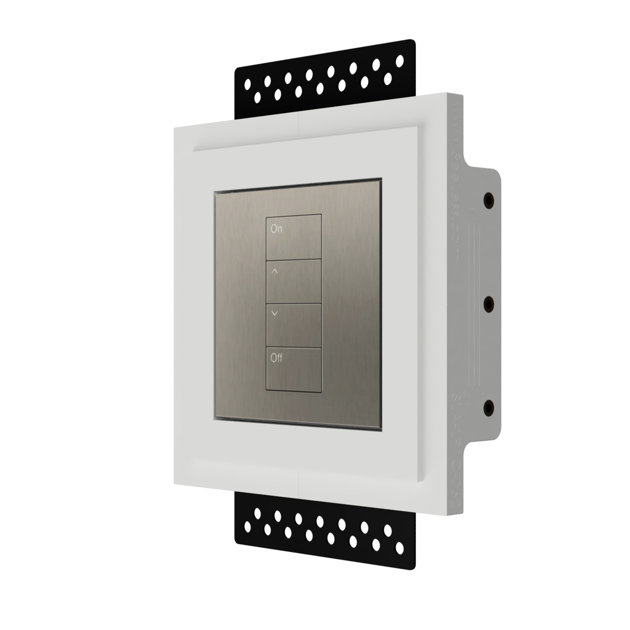 The SeeLess Square International Palladiom Mount is designed to integrate seamlessly with Lutron&#39;s single-column International-style Palladiom faceplate. The mount features a 1/16” reveal around the metal keypad, providing a clean, sophisticated look. It includes a European-style square old work box for easy installation. The product is available in an upgraded two-column version, known as SLA-LP2C-062M, which also offers the same seamless integration and refined appearance. This product enhances the aesthe