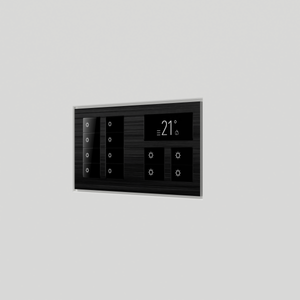 SeeLess Solutions Mud-In Gypsum Black Nova Architectural Style Double angGang In-Wall Plaster Mounting Platform. Black Nova Architectural Style Double G In-Wall Plaster Mounting Platform. Black Nova Architectural Style Double Gang Mounting Platform installed, showcasing a discreet and elegant look that complements modern interiors.