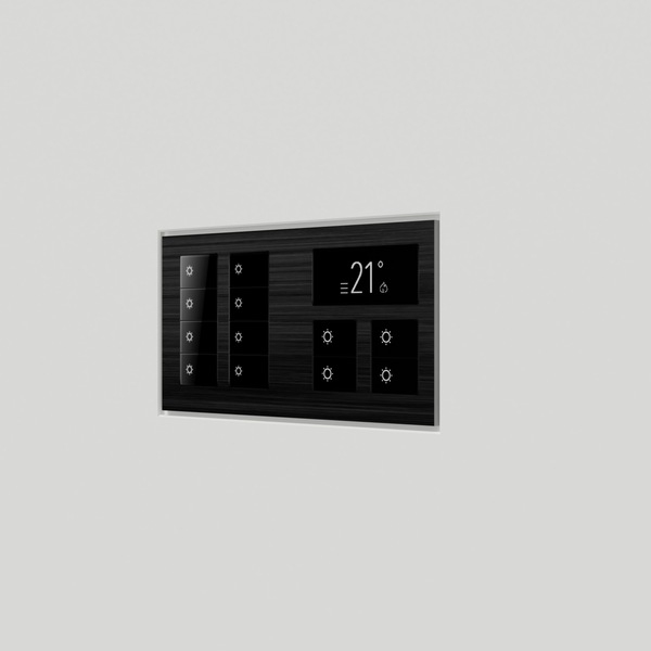 SeeLess Solutions Mud-In Gypsum Black Nova Architectural Style Double angGang In-Wall Plaster Mounting Platform. Black Nova Architectural Style Double G In-Wall Plaster Mounting Platform. Black Nova Architectural Style Double Gang Mounting Platform installed, showcasing a discreet and elegant look that complements modern interiors.