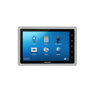 Trimless gypsum in‑wall mount SLD‑TPS‑500 shown with Crestron 7″ touch screen — professional smart‑home integration.