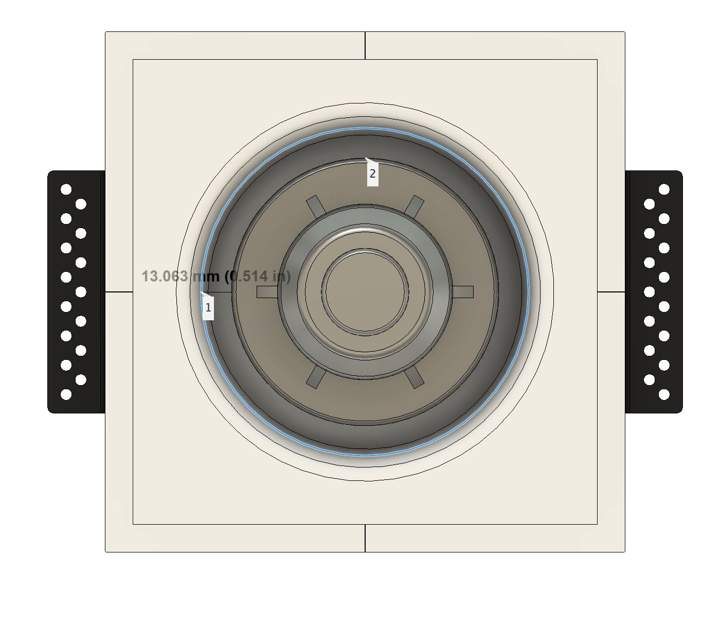 SeeLess Round 1GU Mount with 142×43mm opening and 1/2-inch reveal around heat detector