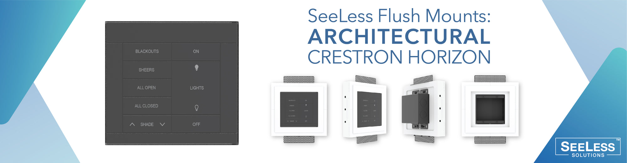 SeeLess Crestron Horizon single and double gang mud-in mounts