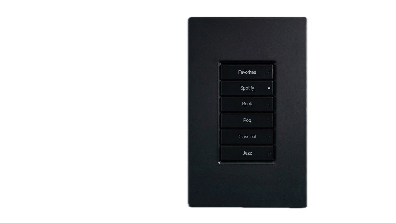 SeeLess plaster-in mount model SLA-1GU-125×80×11 with Control4 Lux keypad flush-installed