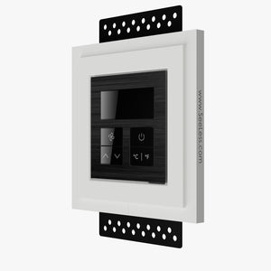 Flush in wall single gang mounting platform concealing a Black Nova keypad within a recessed plaster wall for clean architectural integration