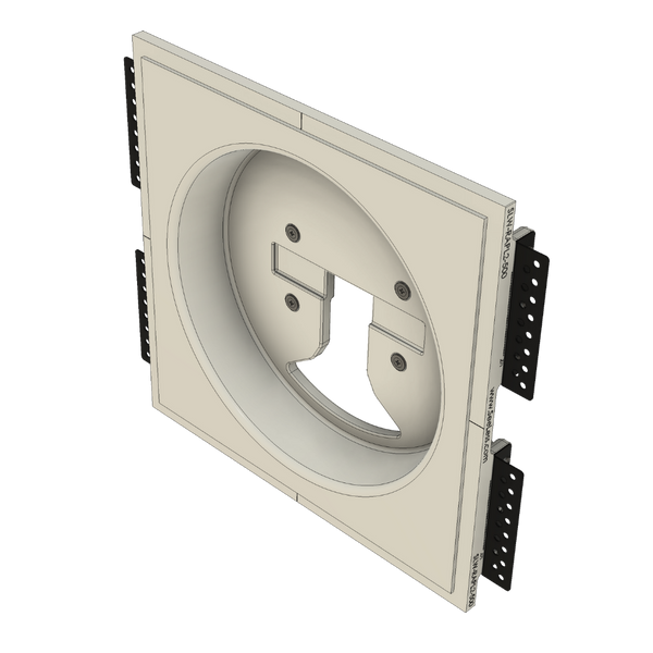 Close-up of gypsum Wi-Fi platform – mud-in design with 1/2” reveal for Araknis 820 access point