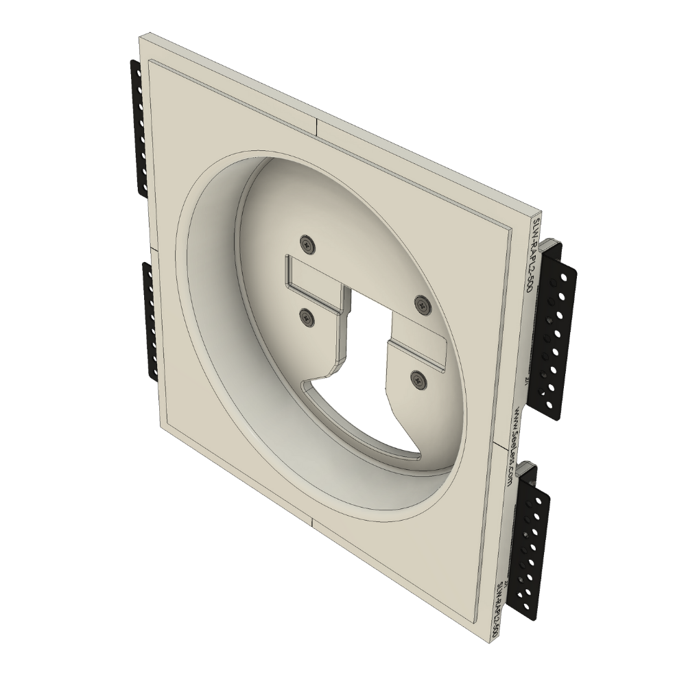 Close-up of gypsum Wi-Fi platform – mud-in design with 1/2” reveal for Araknis 820 access point