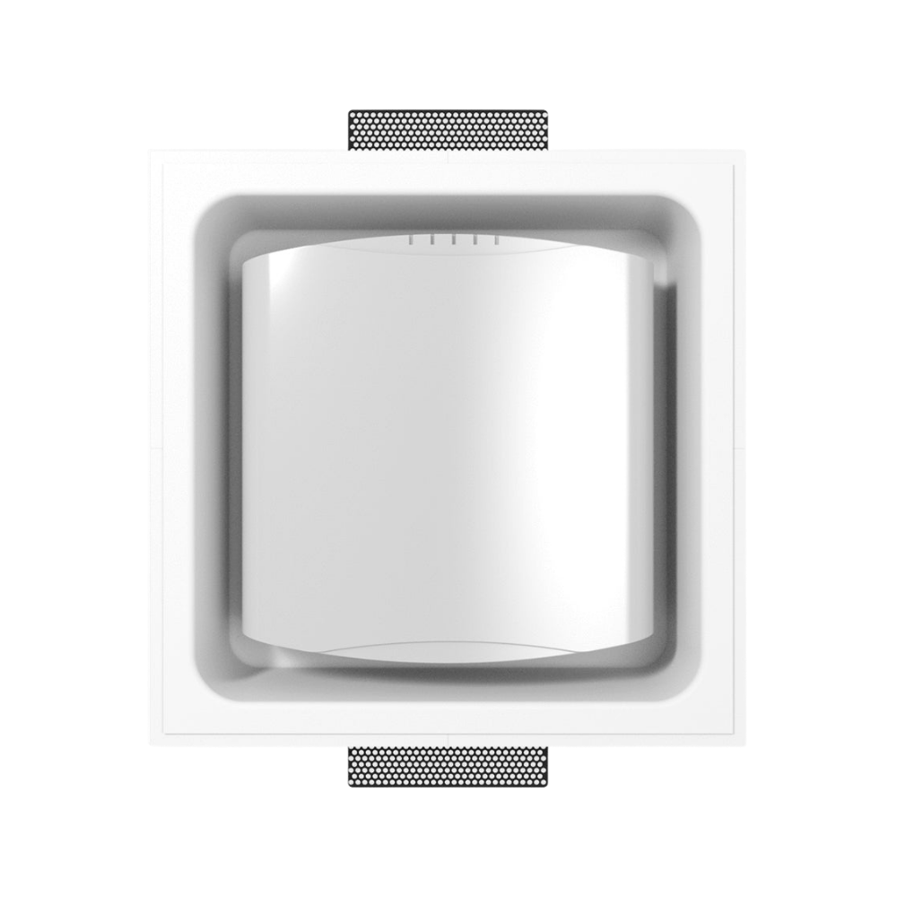 Large in-wall plaster mount for wireless access point – square frame with centered device cavity