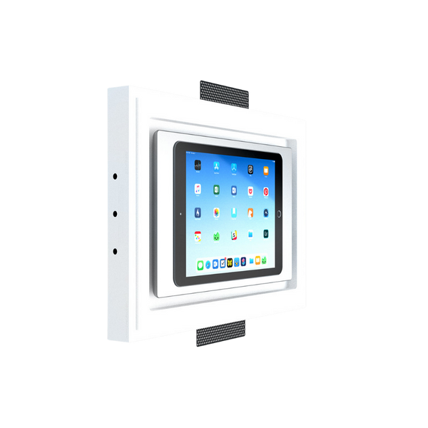 Large iPad flush in-wall mounting platform with iPad installed – SeeLess