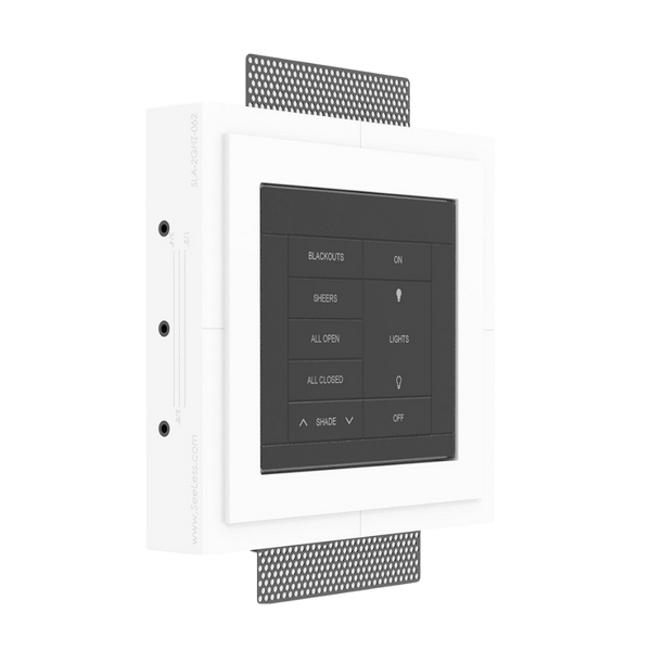 Flush plaster mounting platform with 1/16" reveal around Crestron Horizon keypads