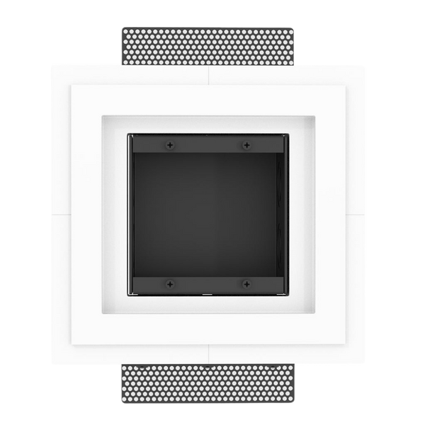 Two-gang wall mount designed to embed electrical devices for clean wall geometry