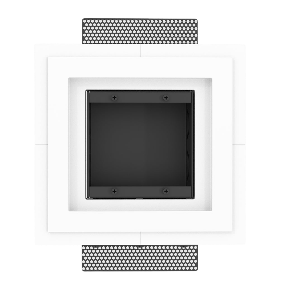 Two-gang wall mount designed to embed electrical devices for clean wall geometry