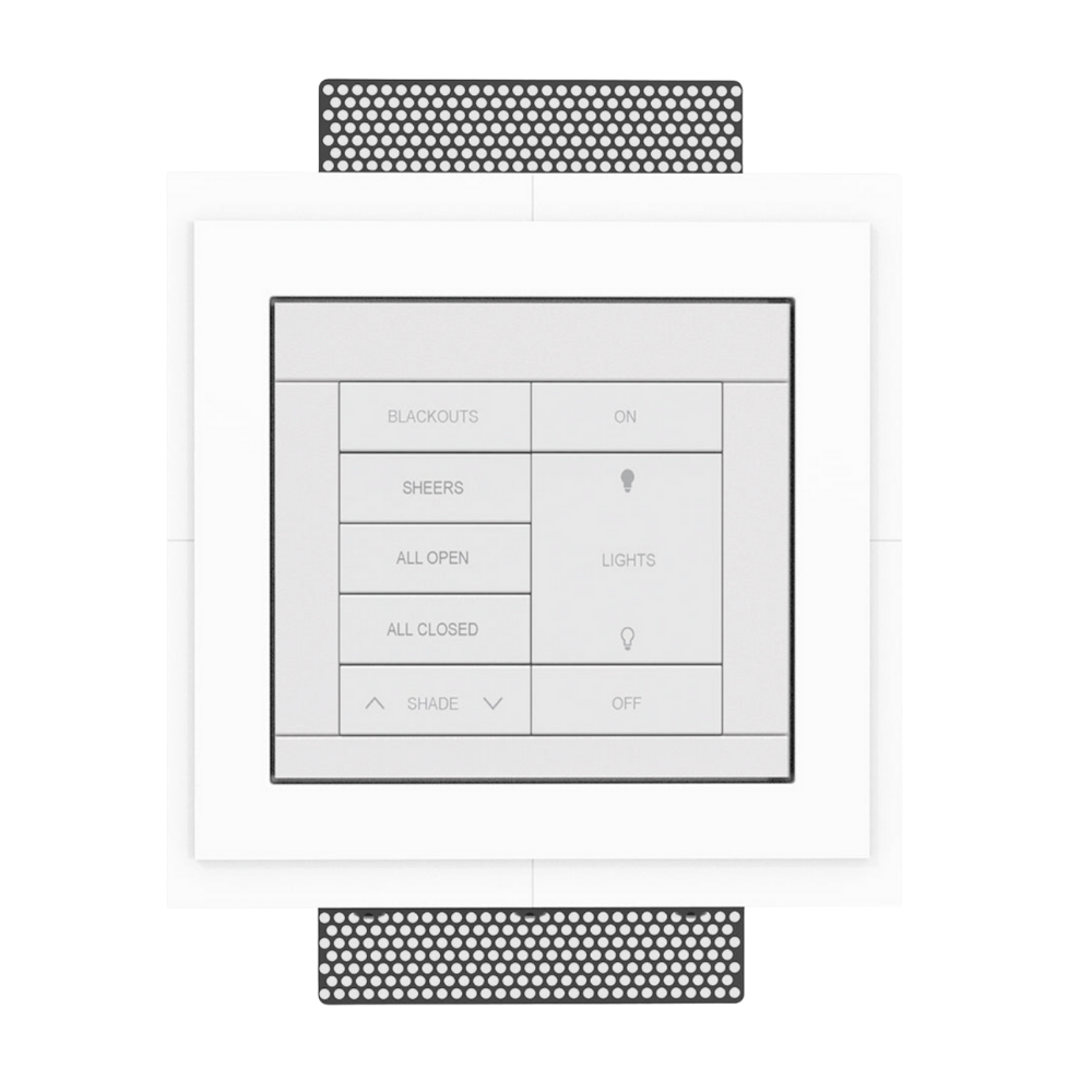 Architectural-style recessed fixture with 1/16&quot; reveal around Crestron Horizon keypads