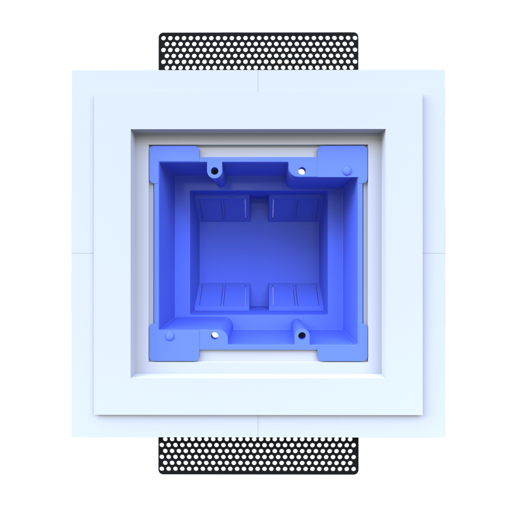 Flush mount with sharp corners for seamless Crestron Horizon two-gang control installation