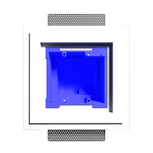 Close-up of gypsum-based in-wall mount designed for modern, minimalist integration