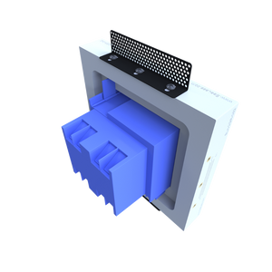 Trimless plaster mounting platform compatible with Carlon front-mounted boxes or mud rings