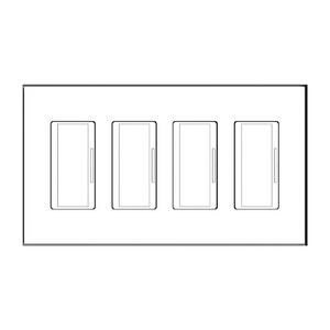 Four gang architectural style flush in-wall mounting platform shown from front view