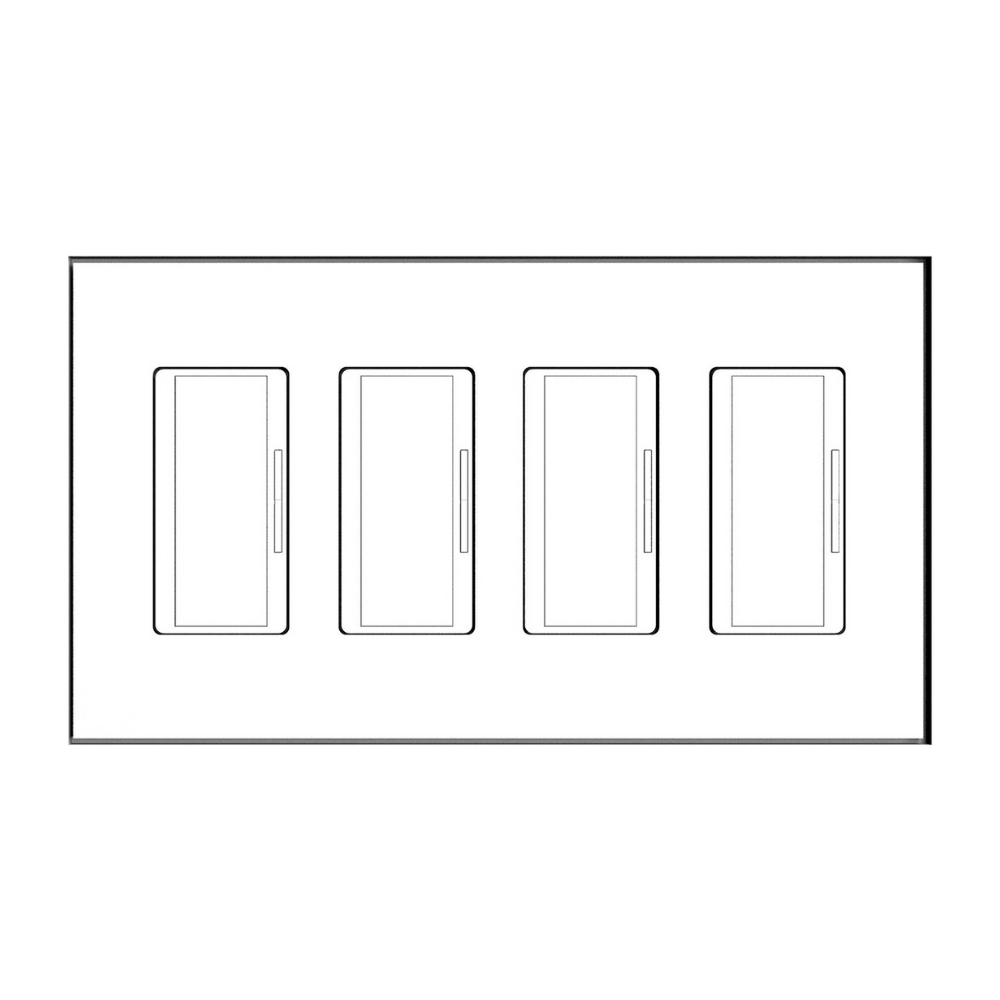 Four gang architectural style flush in-wall mounting platform shown from front view
