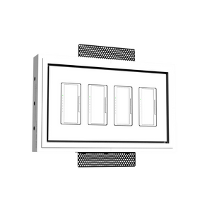 Modern four-gang in-wall plaster platform with 1/8" reveal for Lutron devices