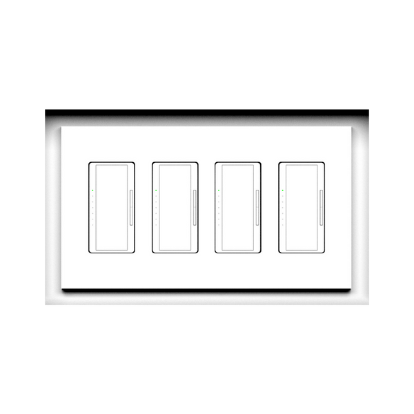 Four-gang architectural flush in-wall mounting platform shown front view