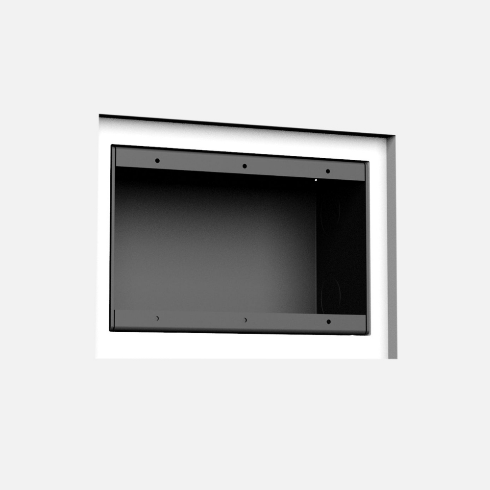 Architectural mounting platform with sharp square corners and seamless integration