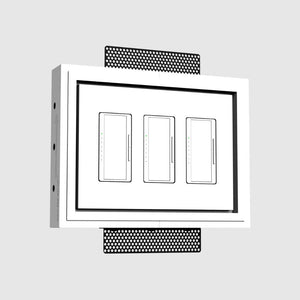 Sleek in-wall plaster platform for light switches, dimmers, outlets, and Decora-style devices