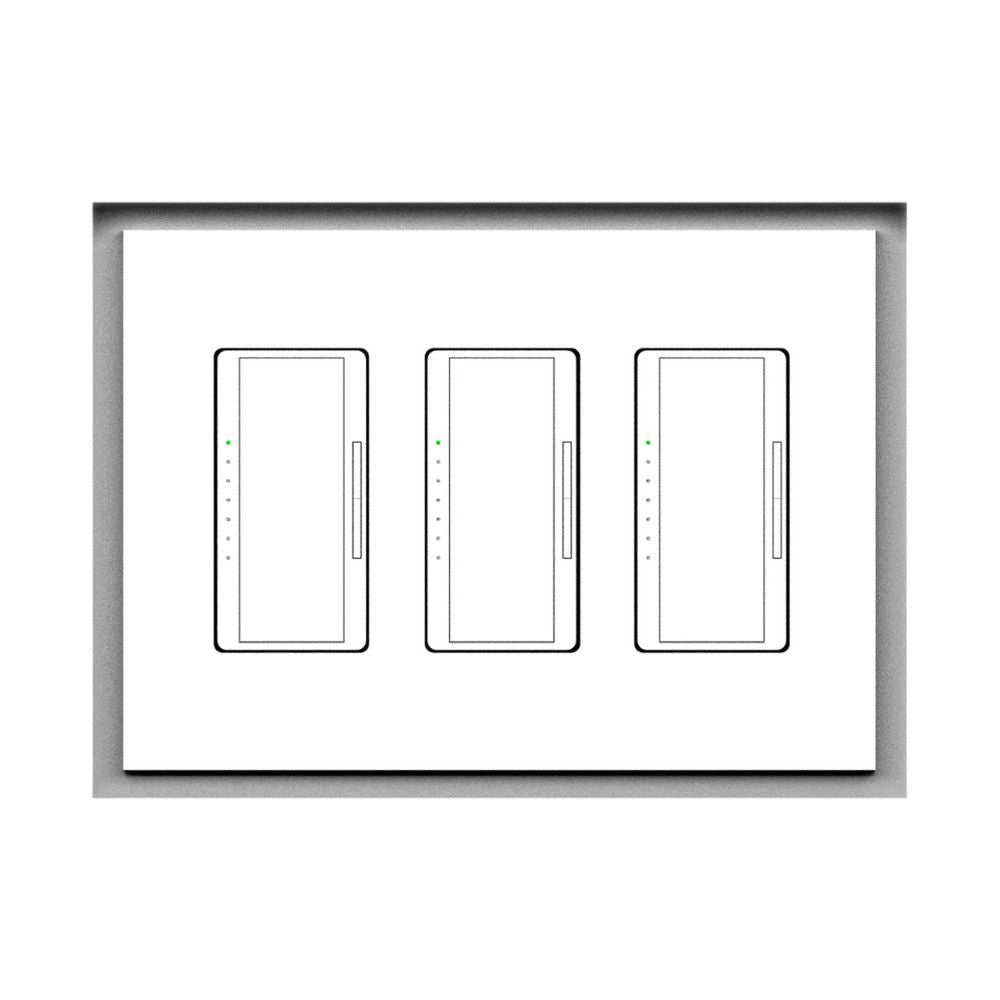 Three-gang Architectural Style flush in-wall mounting platform.