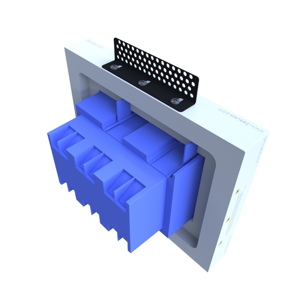 Three-gang recessed mount with sharp corners and 1/16" reveal for Lutron New Architectural devices