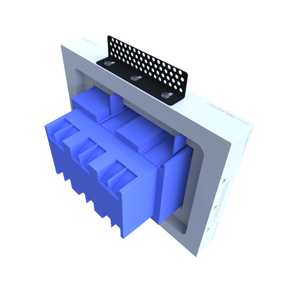 Three-gang recessed mount with sharp corners and 1/16&quot; reveal for Lutron New Architectural devices