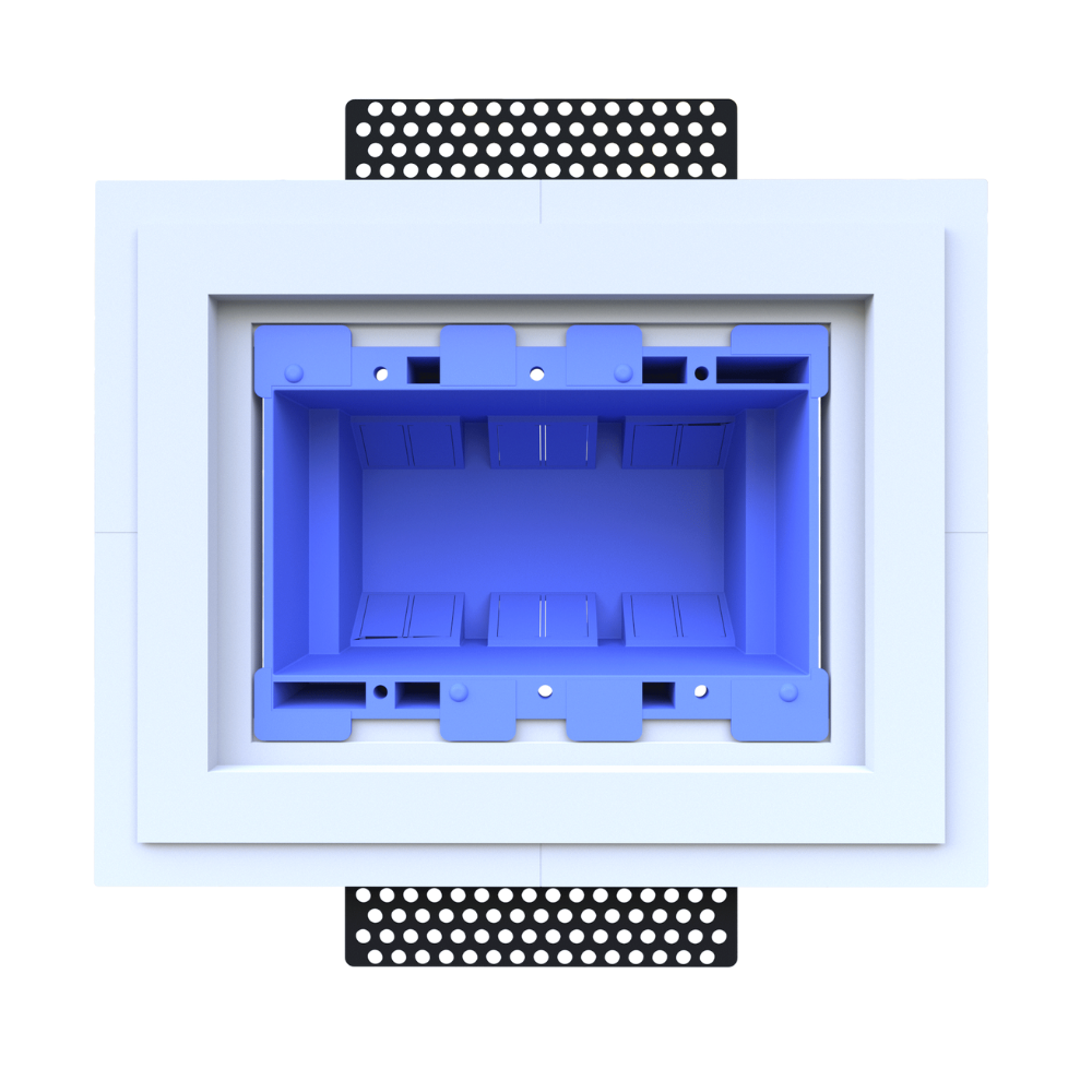 Paintable flush platform designed for Carlon Old Work plastic boxes and low-voltage mud rings