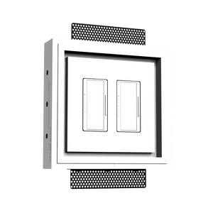 Trimless in-wall plaster mounting platform with sharp corners and modern design