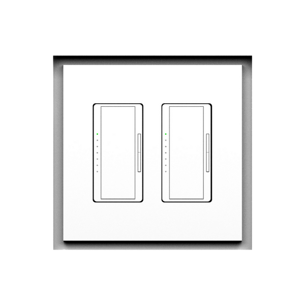 Two-gang architectural style in-wall flush mount by SeeLess with sharp square edges.
