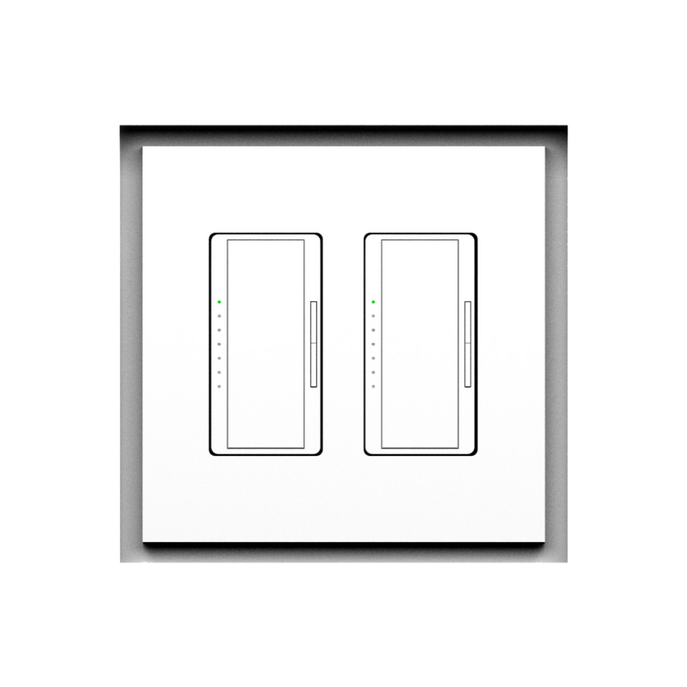 Two-gang architectural style in-wall flush mount by SeeLess with sharp square edges.
