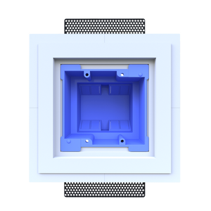 In-wall plaster mount with paintable Level 5 finish and bracket compatibility