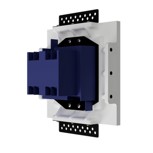 Trimless gypsum mount compatible with 4S boxes and Carlon Old Work rings