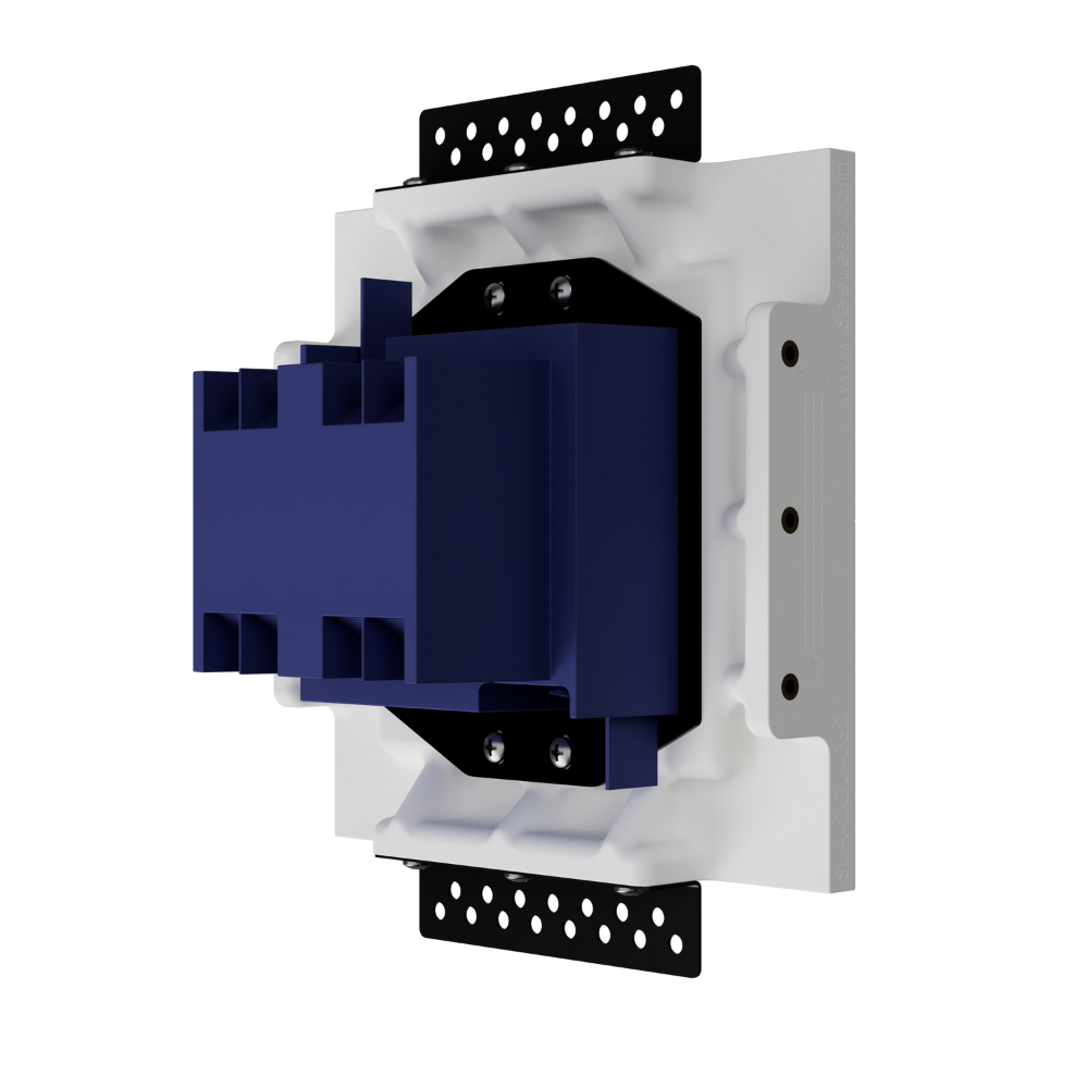 Trimless gypsum mount compatible with 4S boxes and Carlon Old Work rings