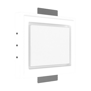 Close-up of the 10” Control4 Touch Panel recessed in the SLD-TPC410-375 plaster platform — no visible trim.