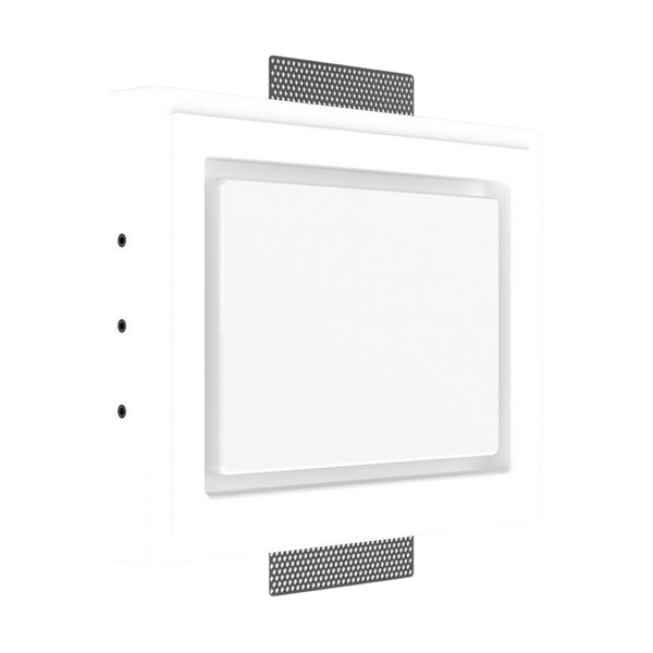 Close-up of the 10” Control4 Touch Panel recessed in the SLD-TPC410-375 plaster platform — no visible trim.