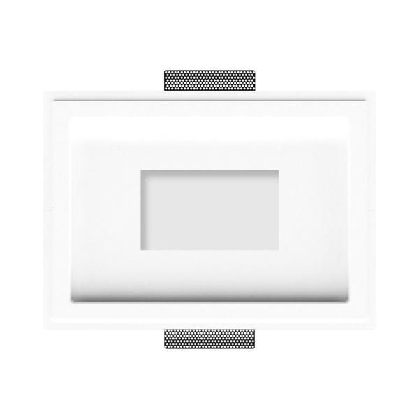 Designer-style flush mount for Control4 10” Touch Panel — installed in drywall with smooth edges. No-device.