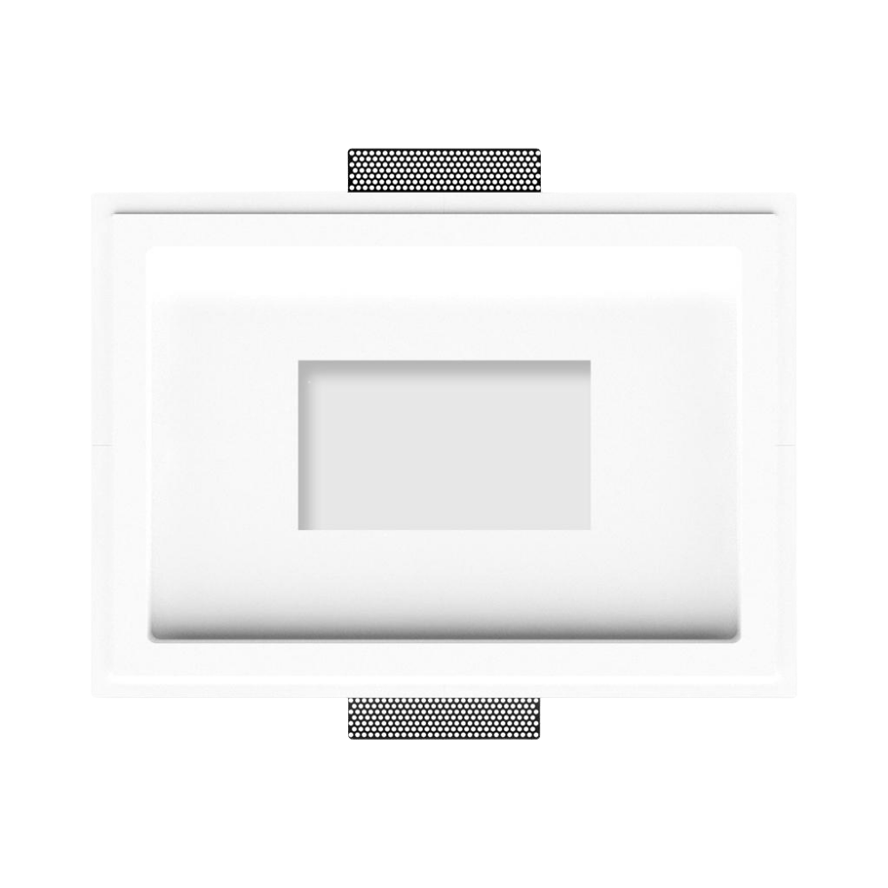 Designer-style flush mount for Control4 10” Touch Panel — installed in drywall with smooth edges. No-device.